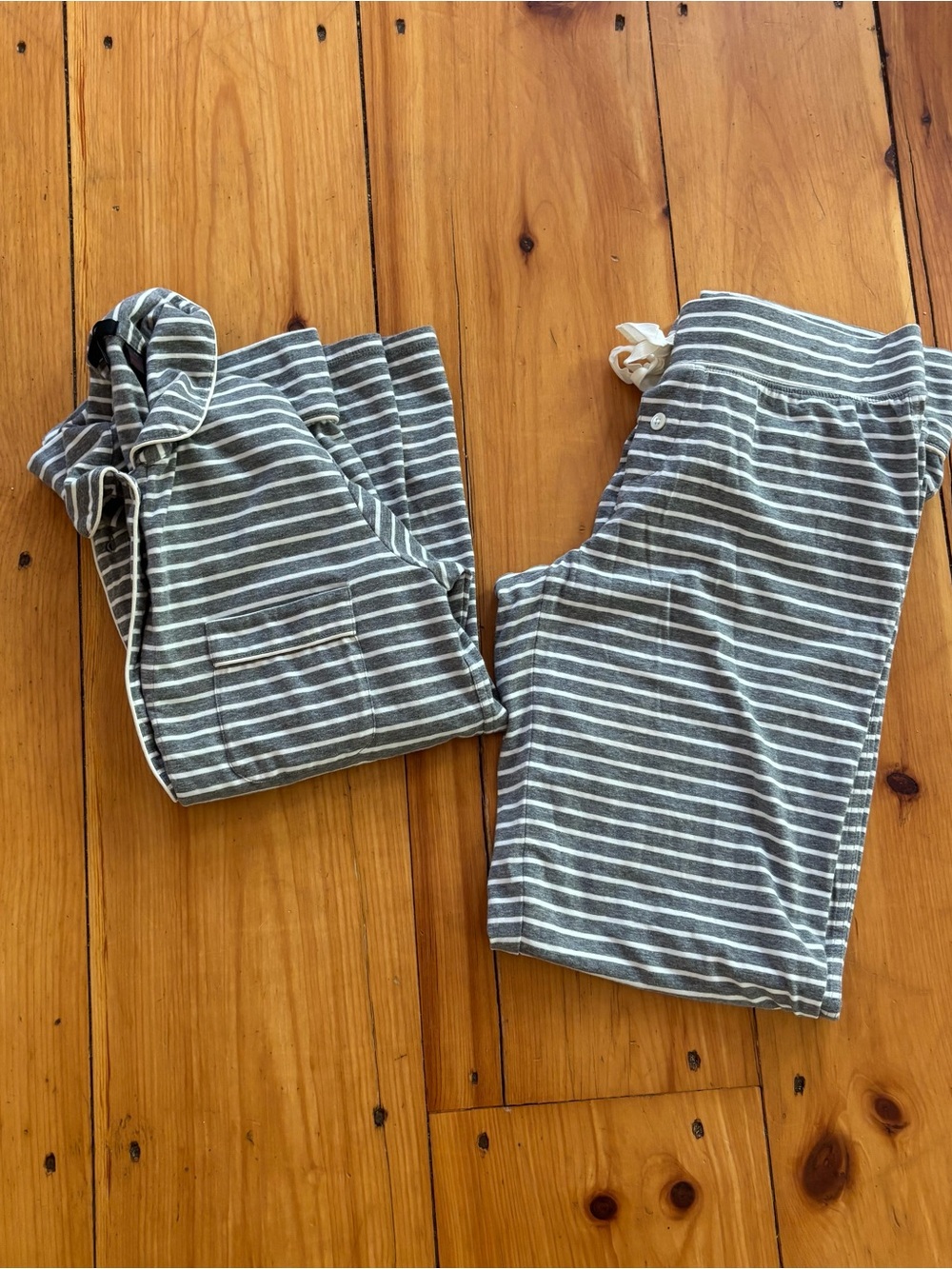J. Crew Gray Striped Pajama Set XS - Picture 13 of 13